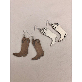 Cowgirl Boot Wood Earrings