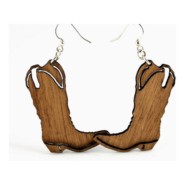 Cowgirl Boot Wood Earrings