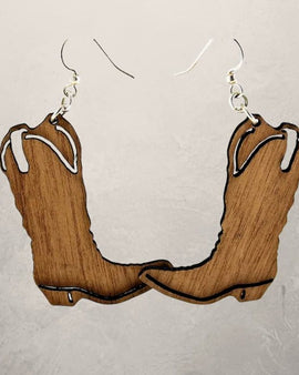 Cowgirl Boot Wood Earrings