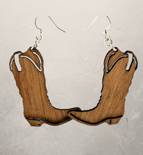 Cowgirl Boot Wood Earrings