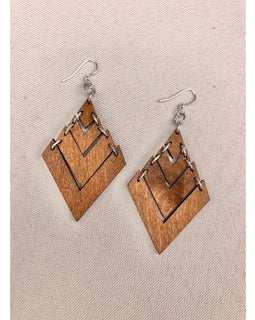 Fountain Pyramid Wood Earrings