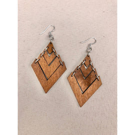 Fountain Pyramid Wood Earrings