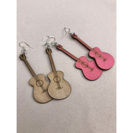 Wood Guitar Earrings