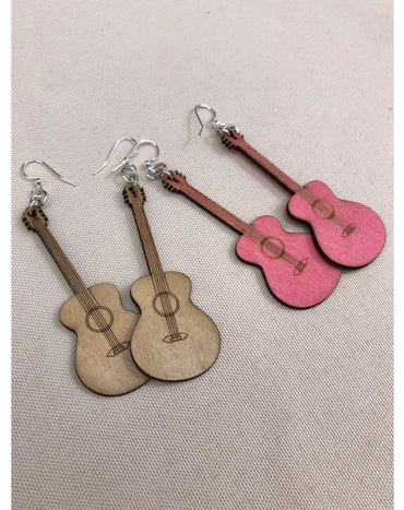 Wood Guitar Earrings