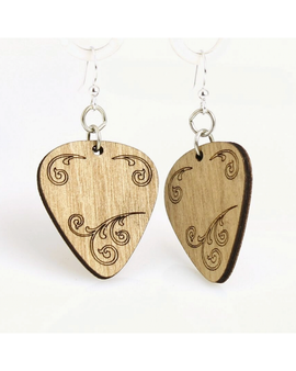 Guitar Pick Wood Earrings