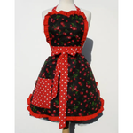 Red Retro Cherries and Polka Dots Apron
