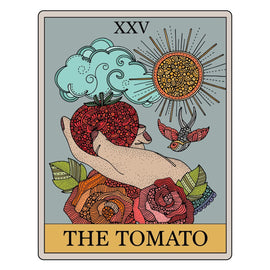 8x10 art print of a whimsical tomato-themed tarot card by Valentina Harper, printed on matte card stock and hand-signed on the back.